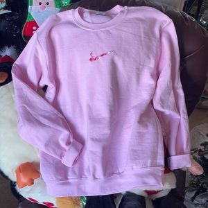 Handmade Floral Check Embroidered Crewneck Sweater | Size Men’s Small